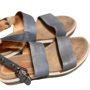 Aquatalia Ash Blue Leather Ankle Strap Wedge Sandal Women's Size 9 Comfortable